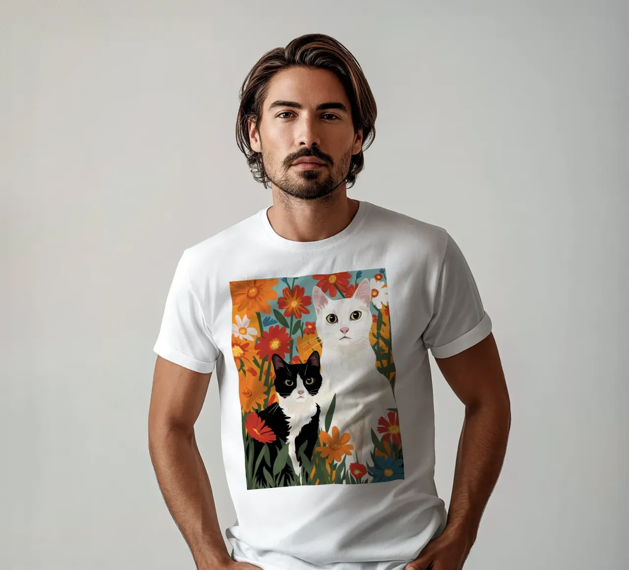 Amici felini floreali t-shirt da Monuments Fire