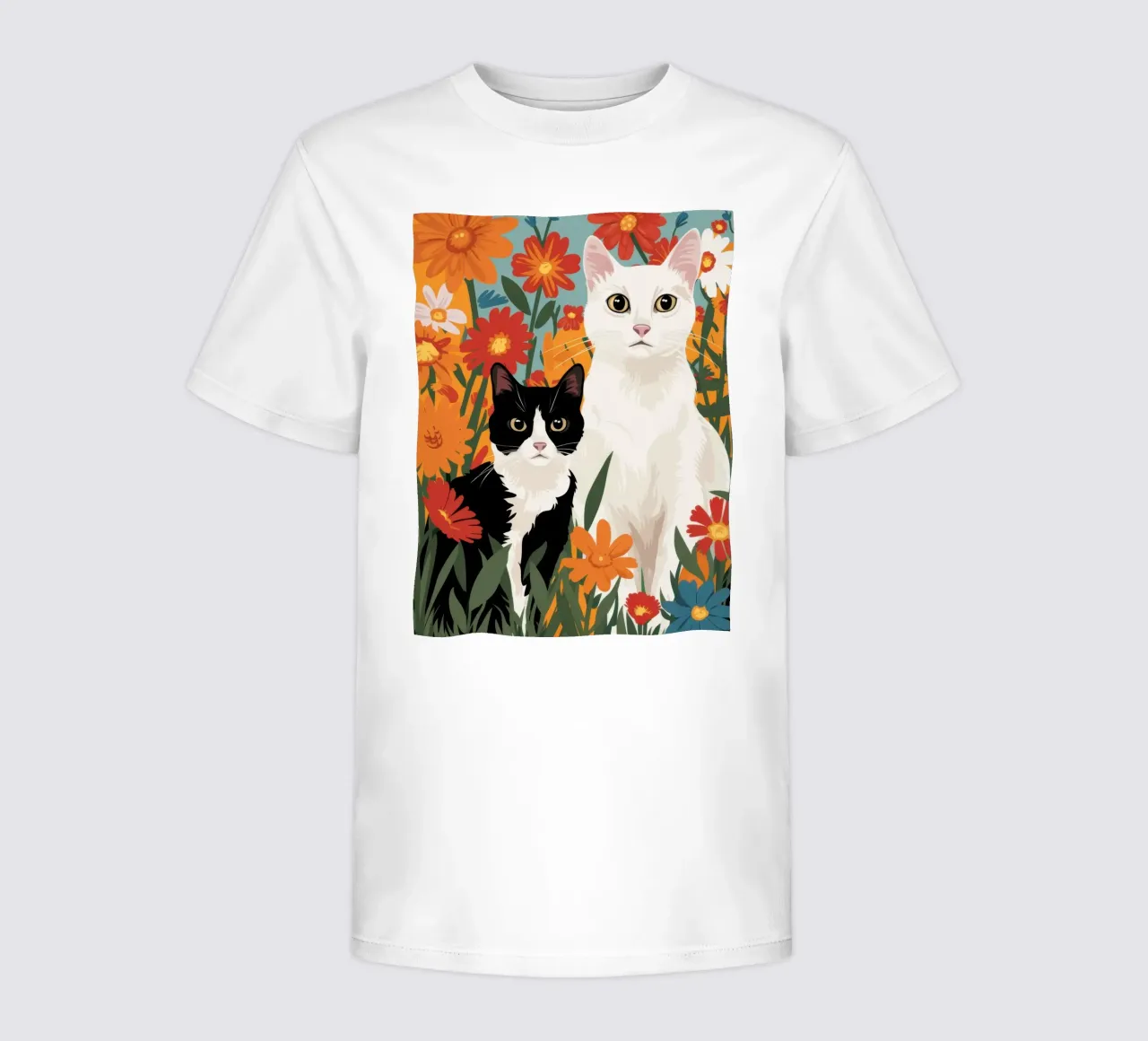 Floral Feline Friends kids t-shirt by Monuments Fire