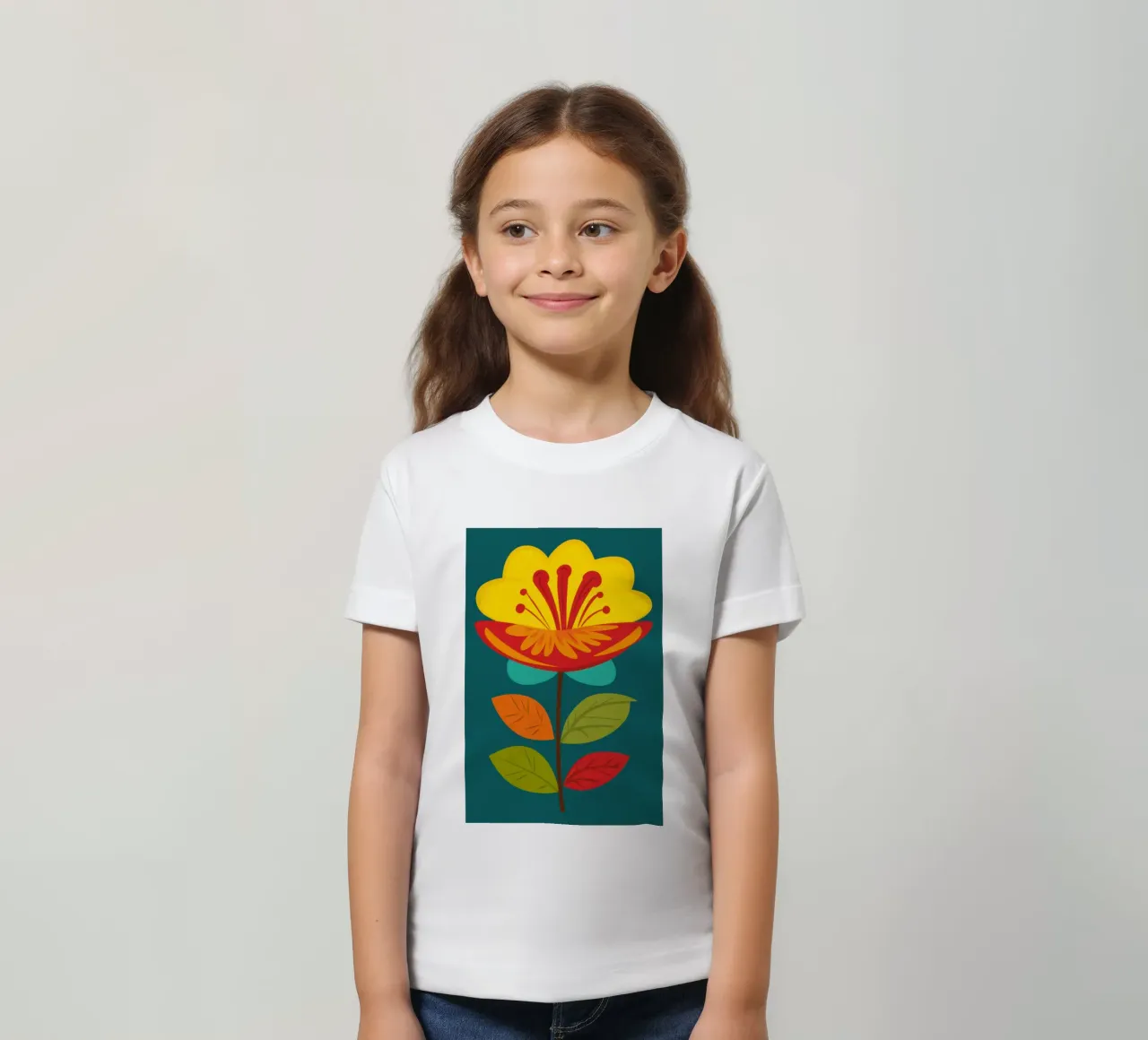 Folk Art Sun Bloom kids t-shirt by Rain Balance