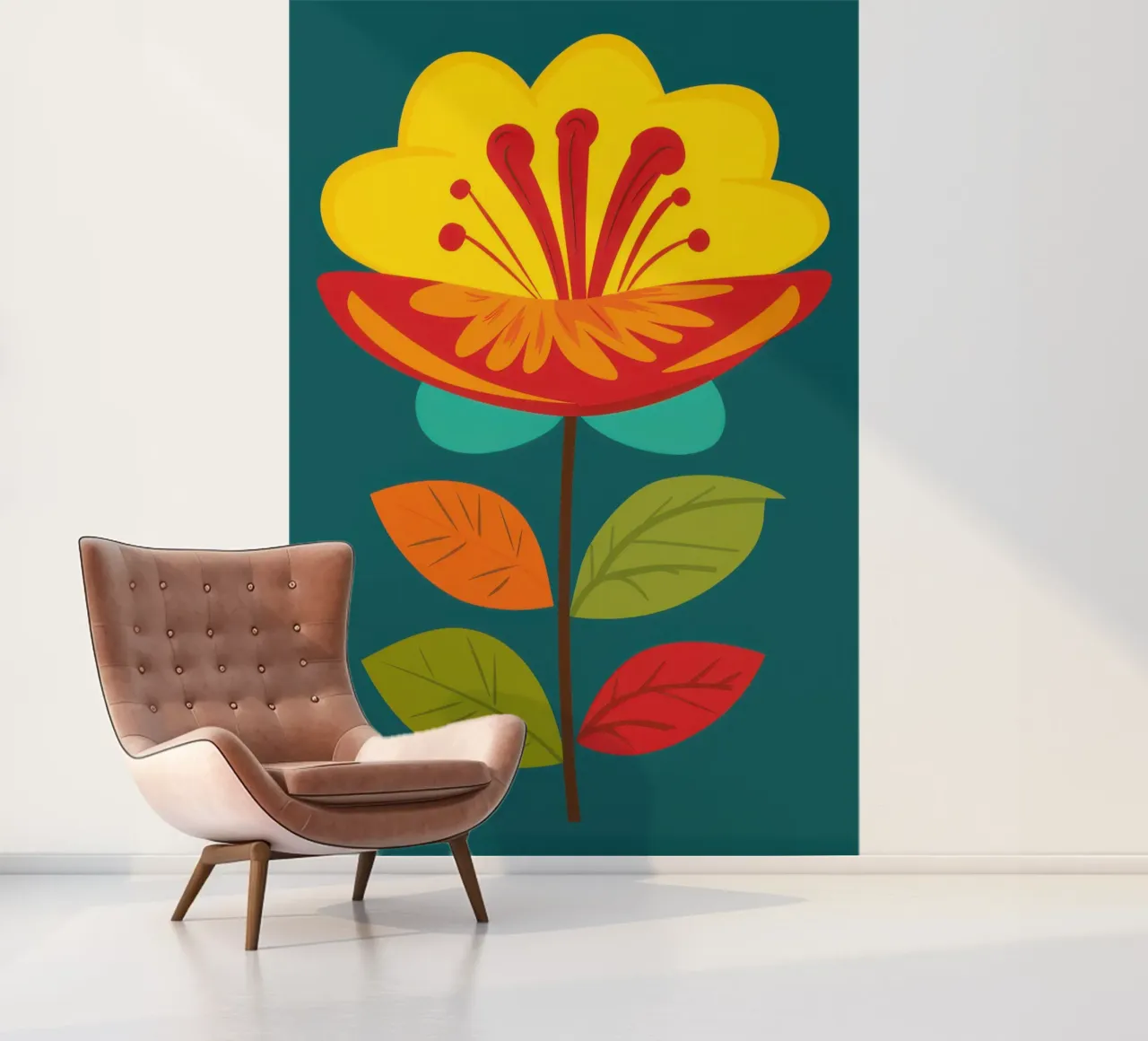 Folk Art Sun Bloom photo wallpaper by Rain Balance