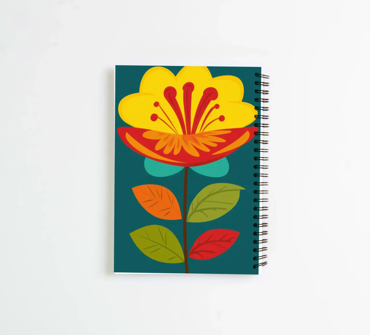 Folk Art Sun Bloom spiral notebook by Rain Balance