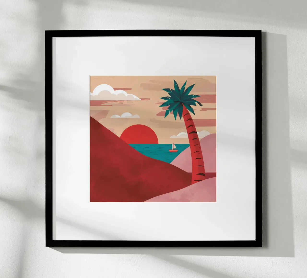 Tramonto nel deserto cremisi poster con telaio in legno da Reds Jays