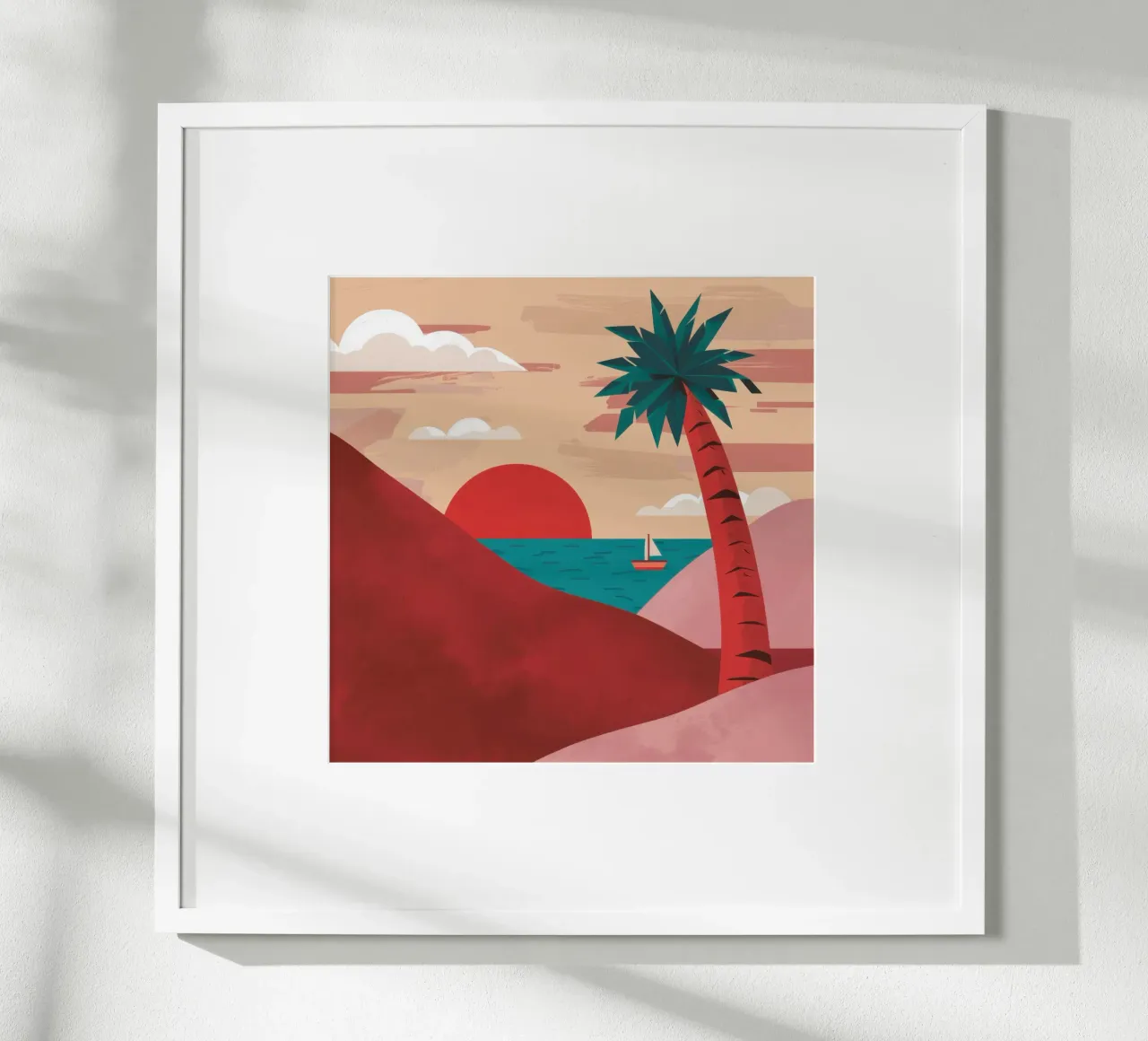 Tramonto nel deserto cremisi poster con telaio in legno da Reds Jays