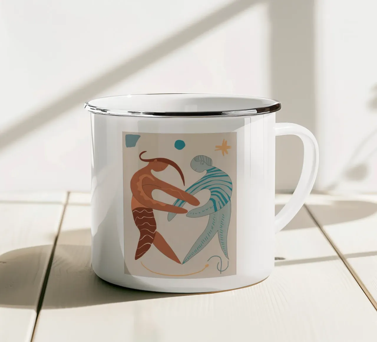 Ethereal Dancing Duo enamel mug by Giant Foxs