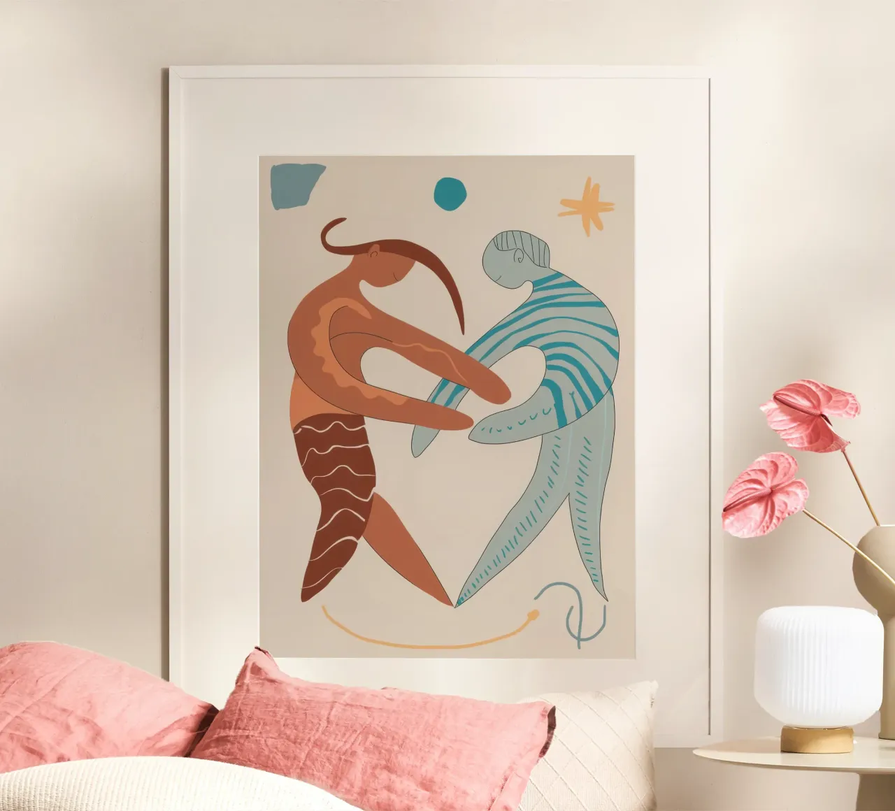 Ätherisch tanzendes Duo Poster mit Kunststoffrahmen von Giant Foxs