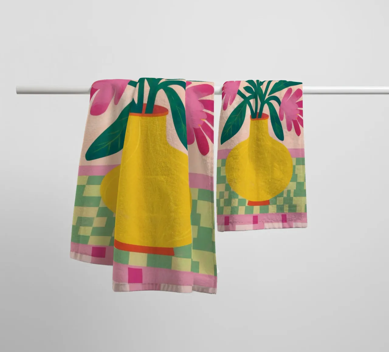 Sunny Pink Posies towel by Monuments Fire
