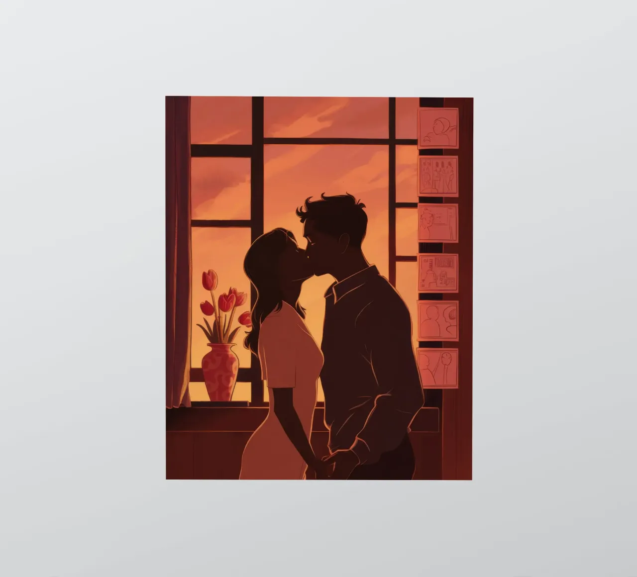 Silhouette del bacio al tramonto adesivo da Giant Foxs