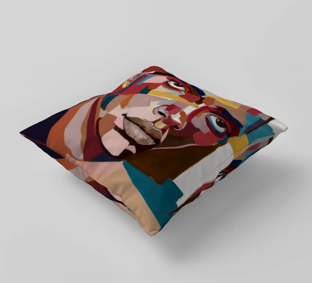 Fragmented Gaze Cubism decorative cushion by Reds Jays
