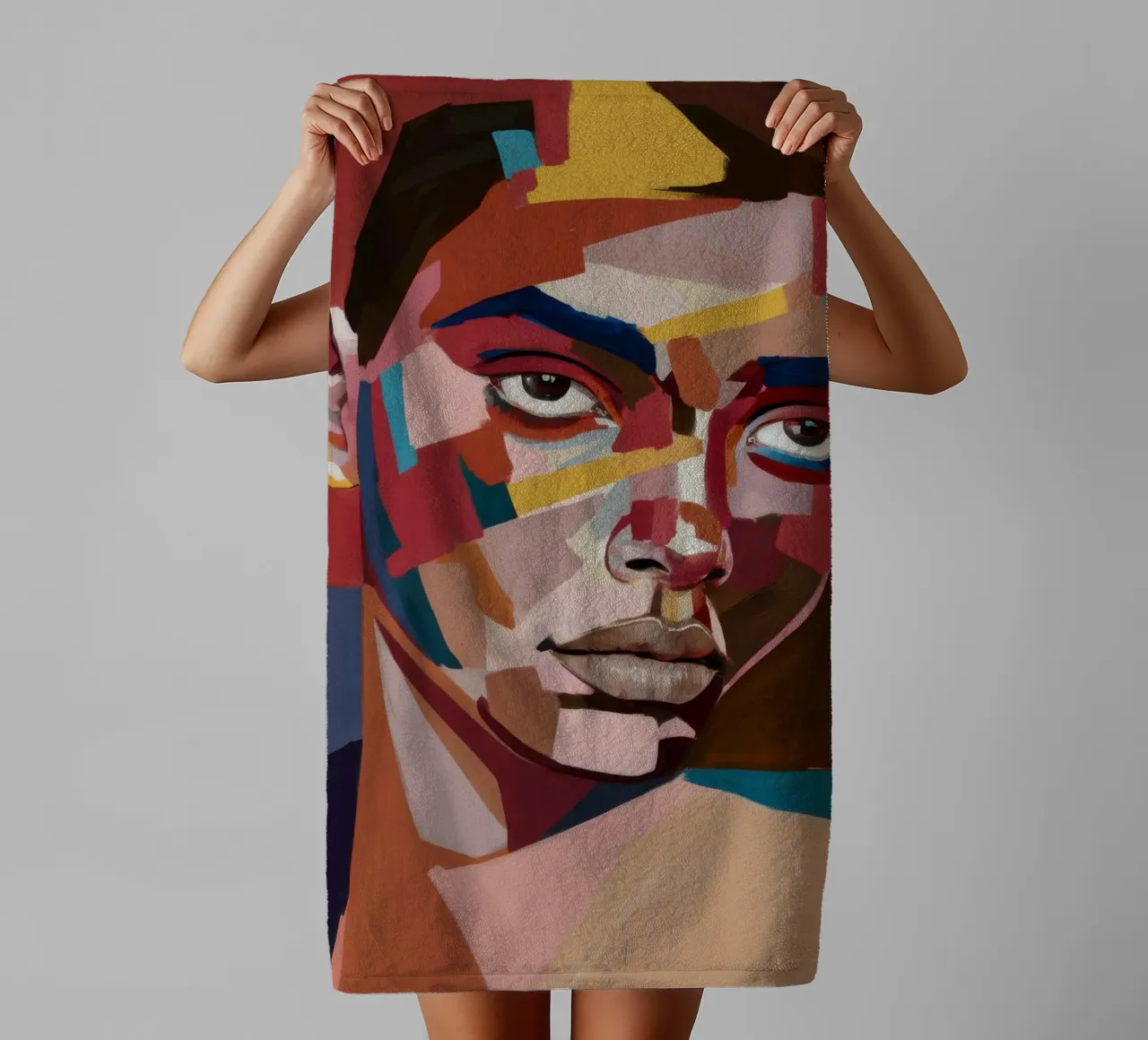 Fragmented Gaze Cubism towel by Reds Jays