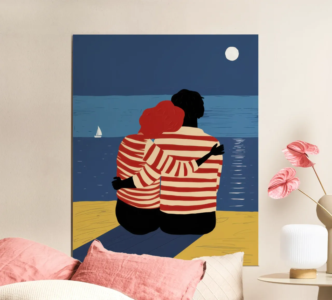 Notturno coccole al mare poster con telaio in plastica da Giant Foxs