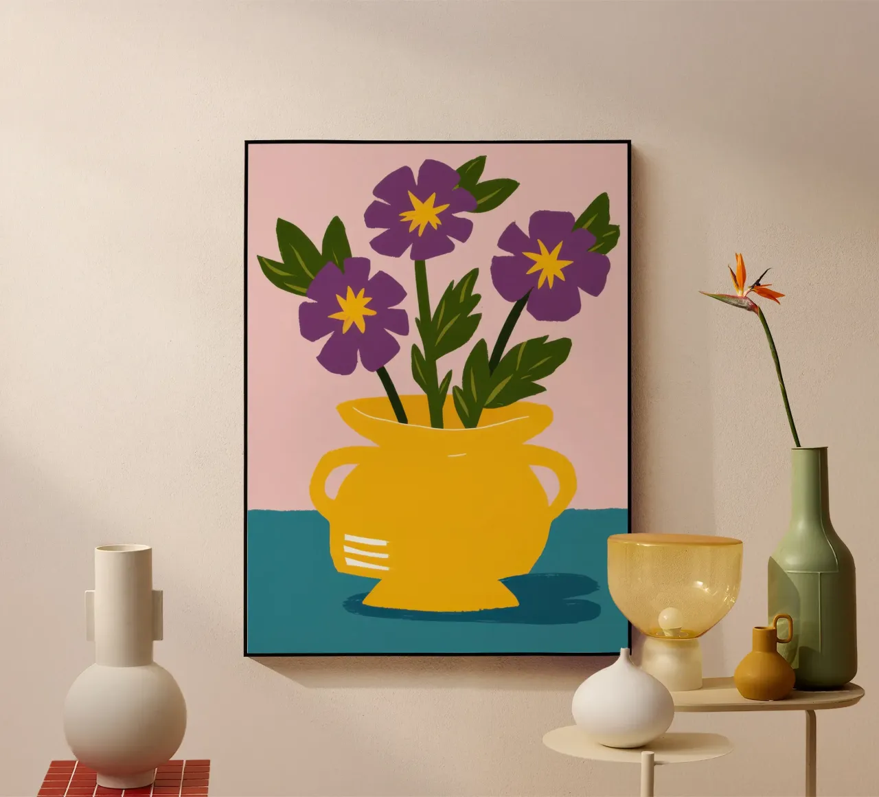 Golden Pot Pansies acrylic glass by Rain Balance