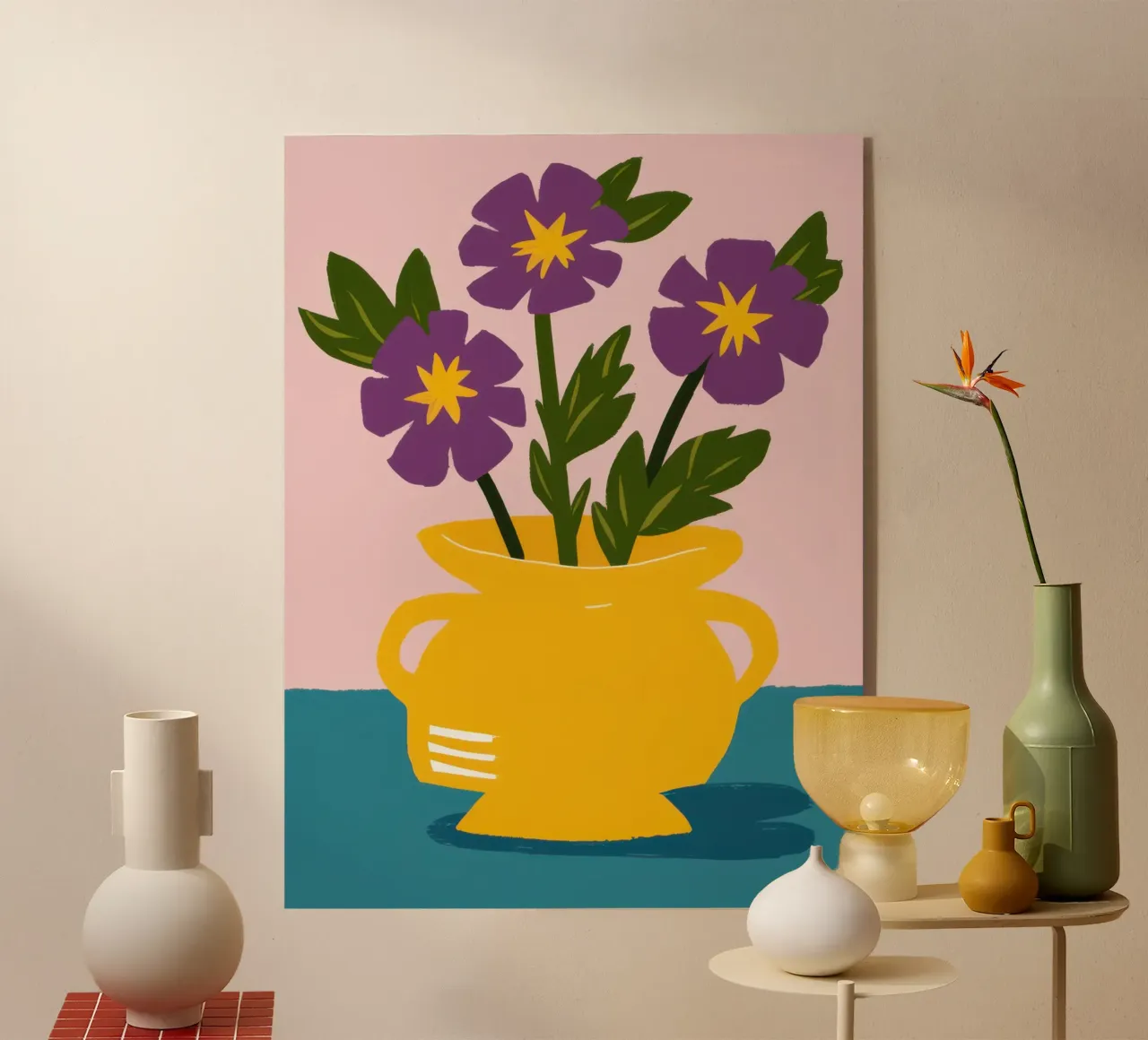 Golden Pot Pansies acrylic glass by Rain Balance