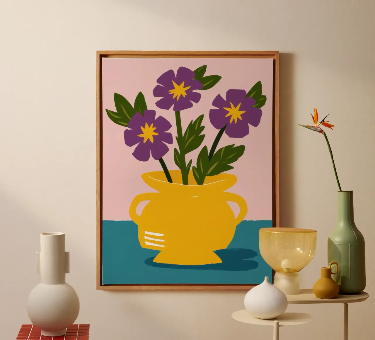 Viole del pensiero dorate tela con Cornice a cassetta da Rain Balance