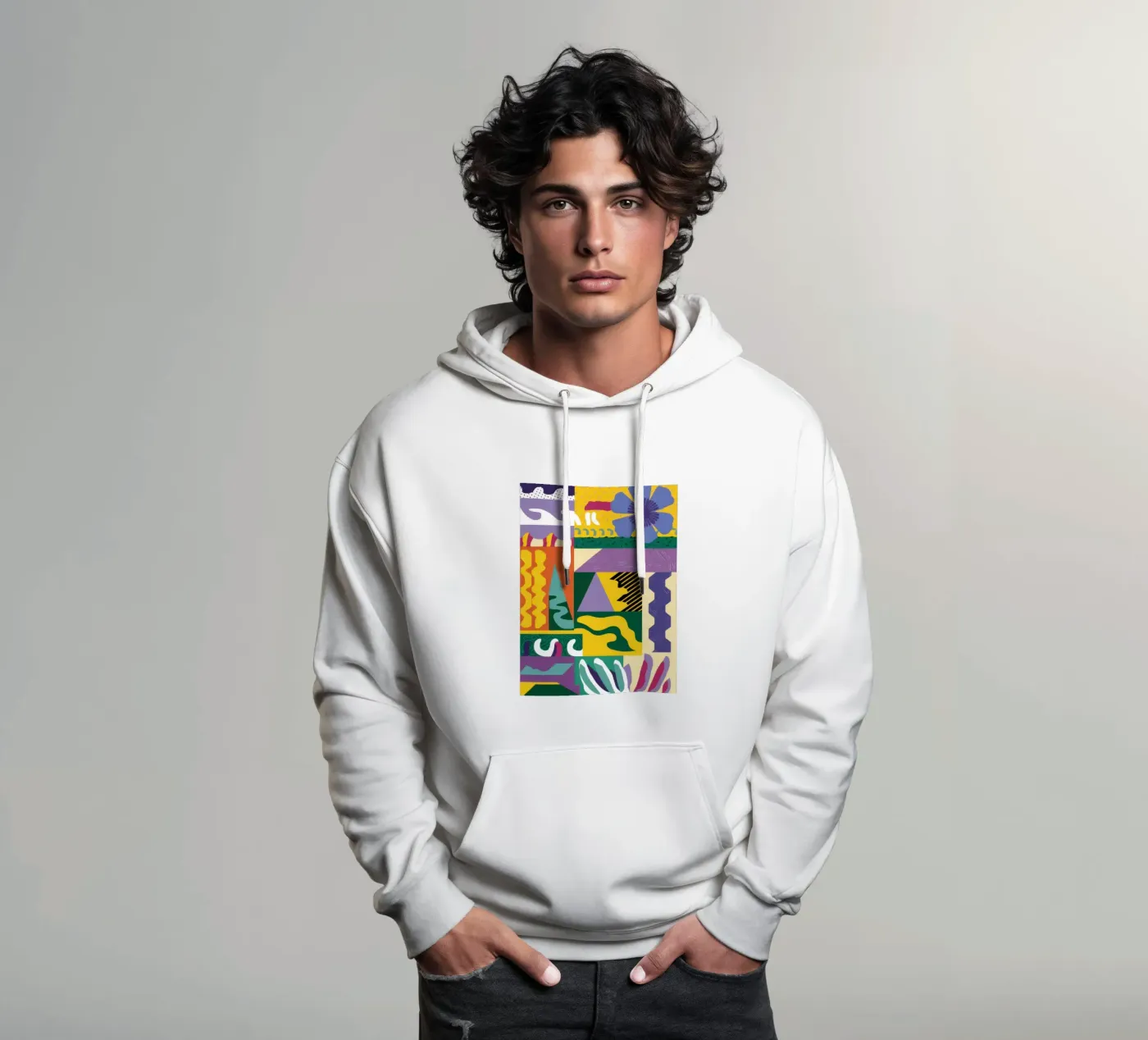 Patchwork Patroon Spelen hoodie van Monuments Fire