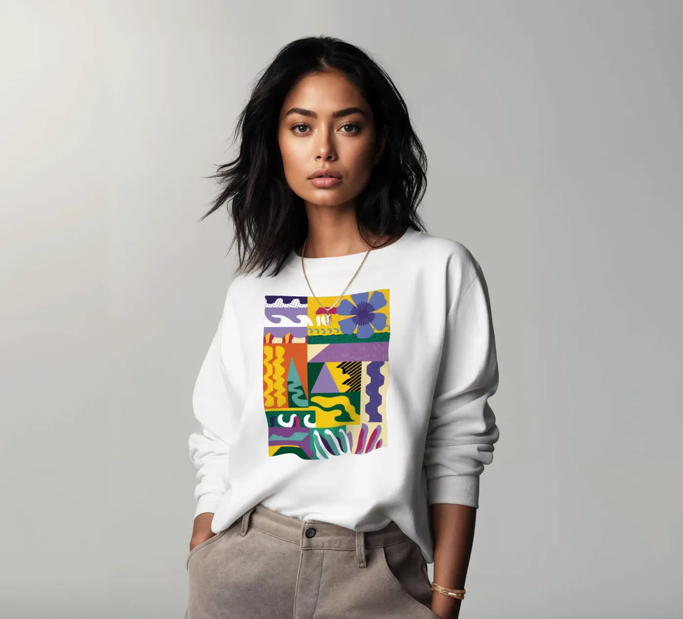 Patchwork Pattern Play sweat de Monuments Fire