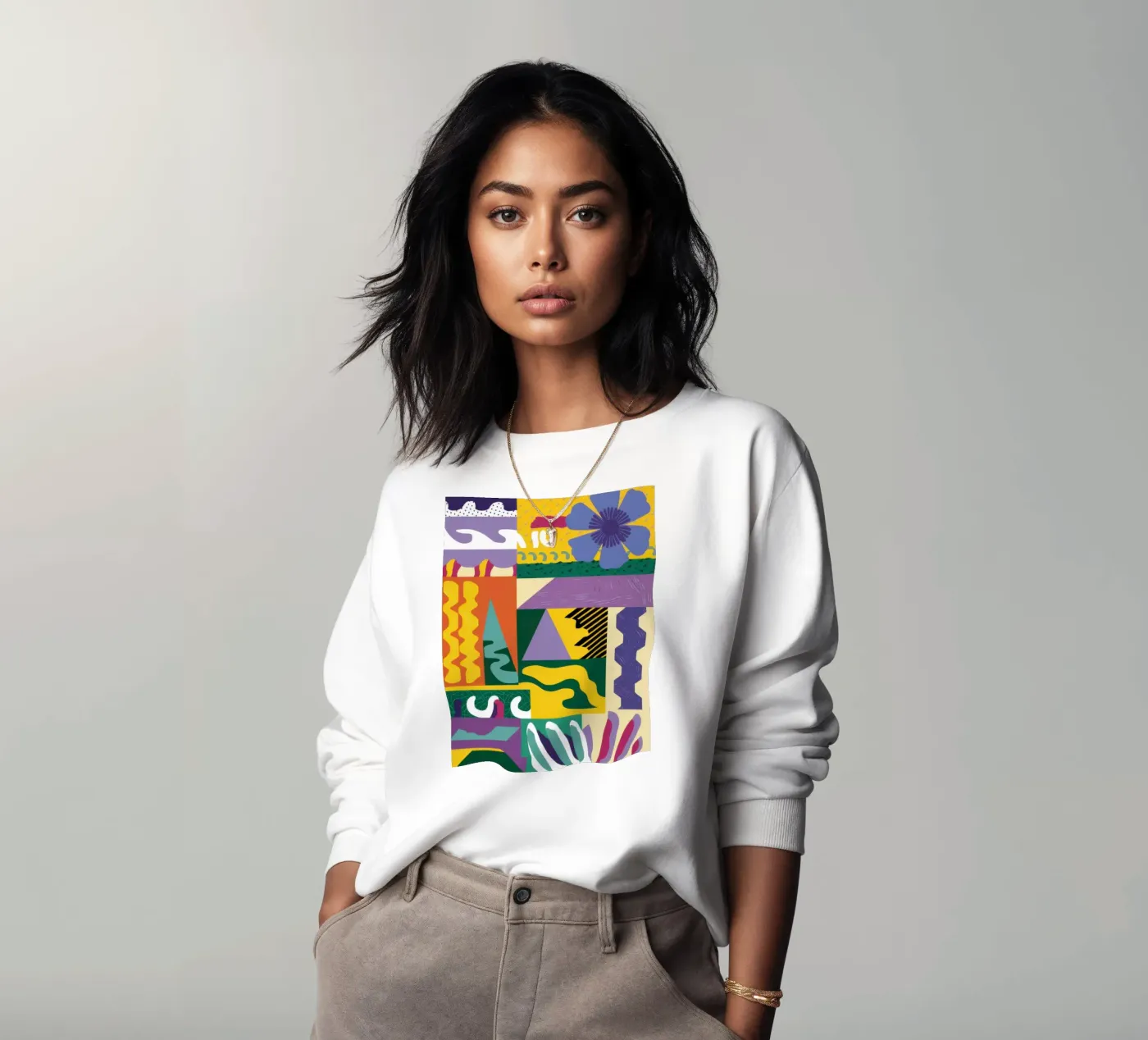 Patchwork Pattern Play sweat de Monuments Fire