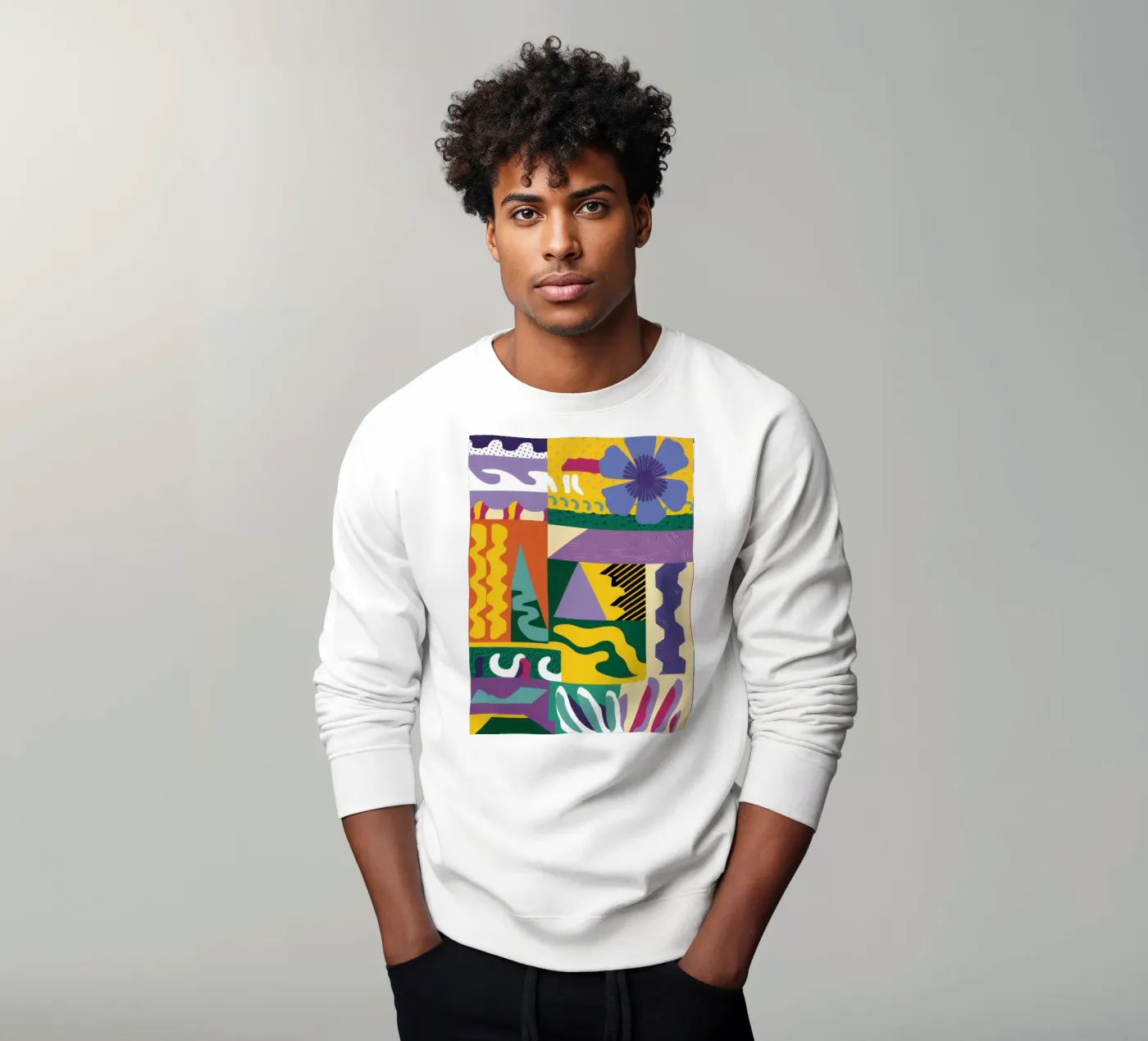 Patchwork-Muster spielen Sweatshirt von Monuments Fire