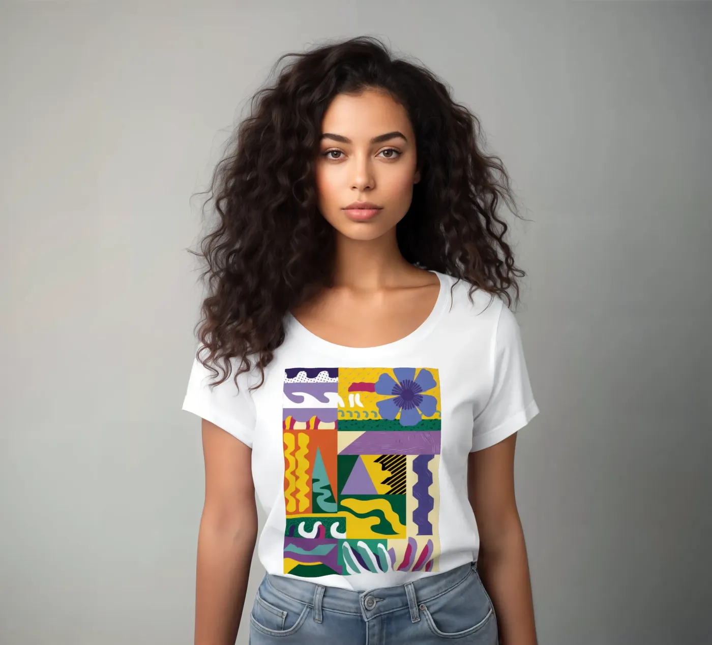 Patchwork Pattern Play t-shirt ajusté pour femmes de Monuments Fire