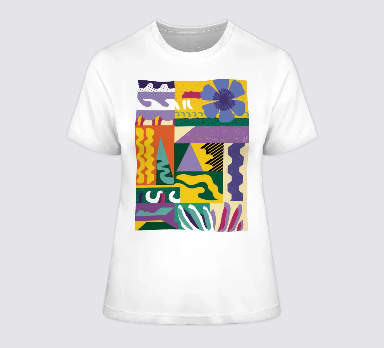 Patchwork Pattern Play women's fitted t-shirt by Monuments Fire