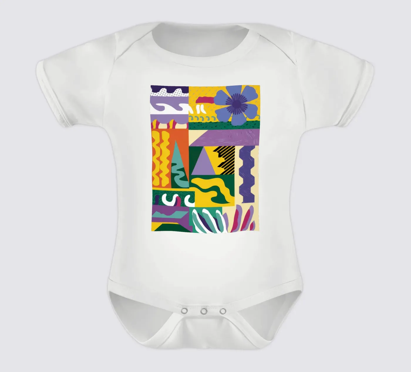 Patchwork Patroon Spelen babyrompertje korte mouwen van Monuments Fire