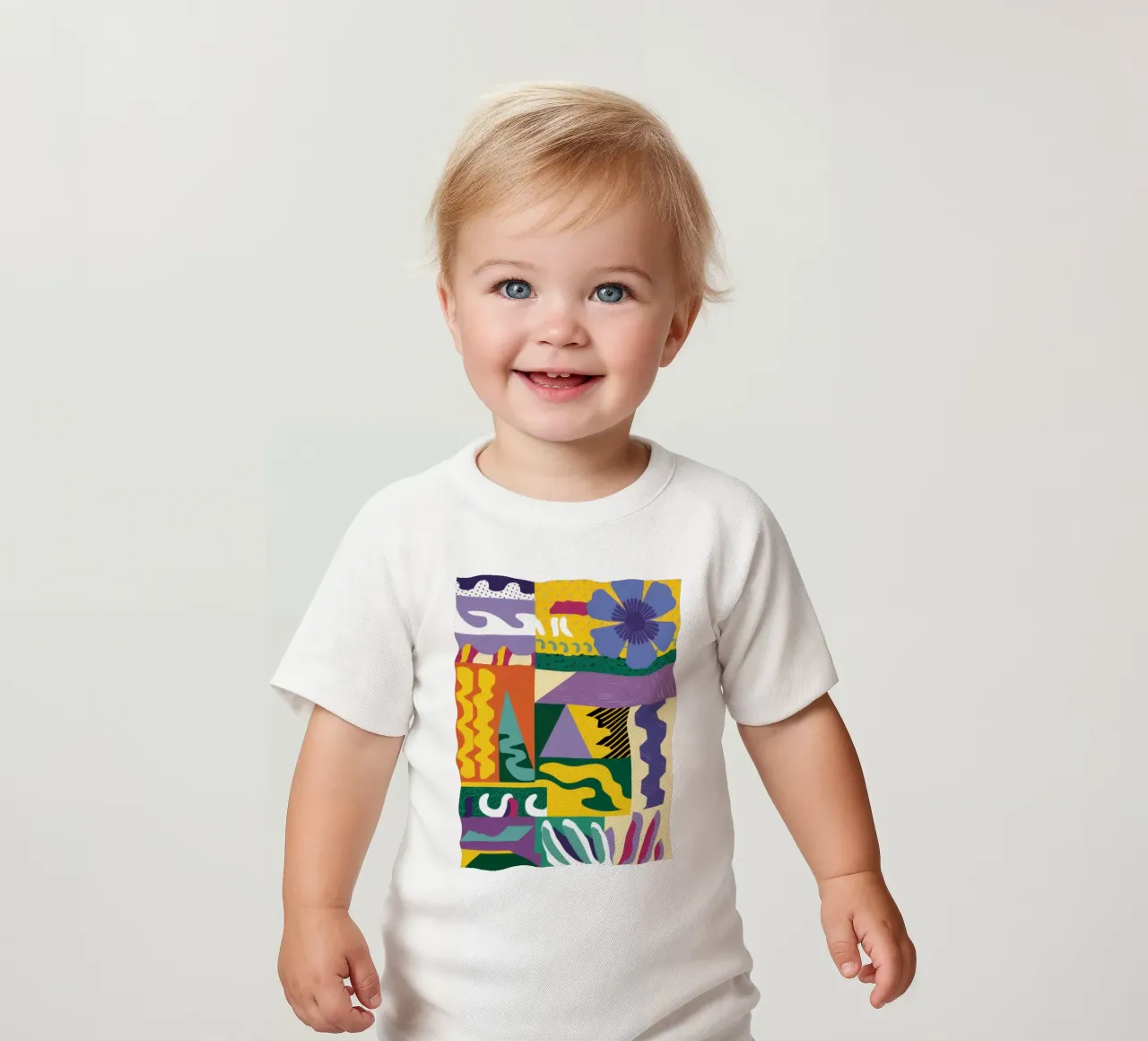 Patchwork Pattern Play baby t-shirt by Monuments Fire