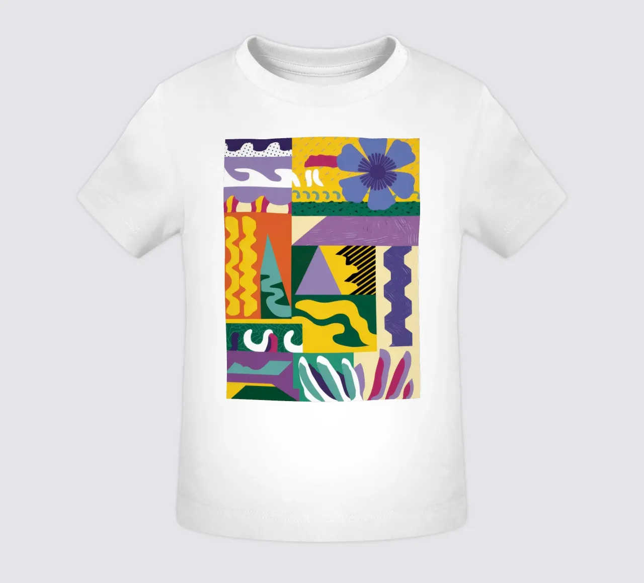 Patchwork Pattern Play baby t-shirt by Monuments Fire