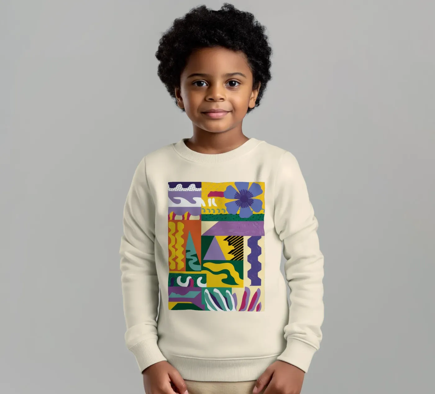 Patchwork-Muster spielen Kinder Sweatshirt von Monuments Fire