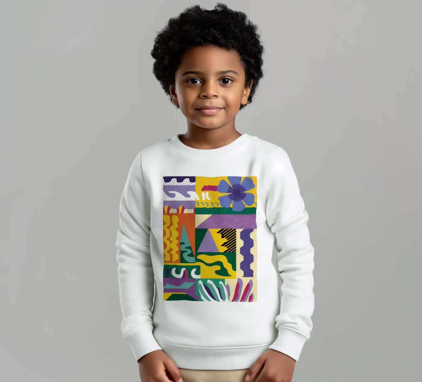 Patchwork-Muster spielen Kinder Sweatshirt von Monuments Fire
