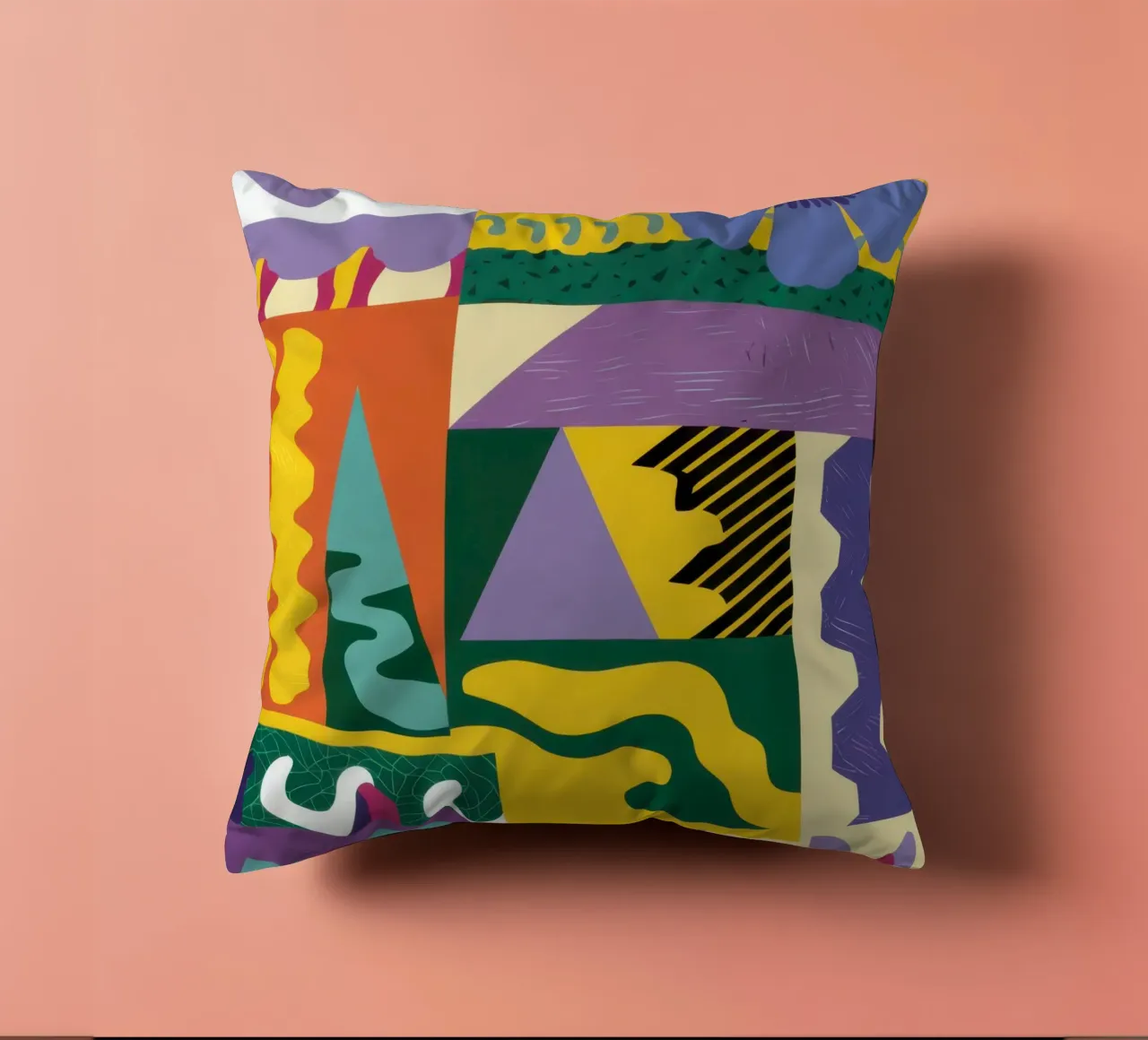 Patchwork Pattern Play decorative cushion by Monuments Fire
