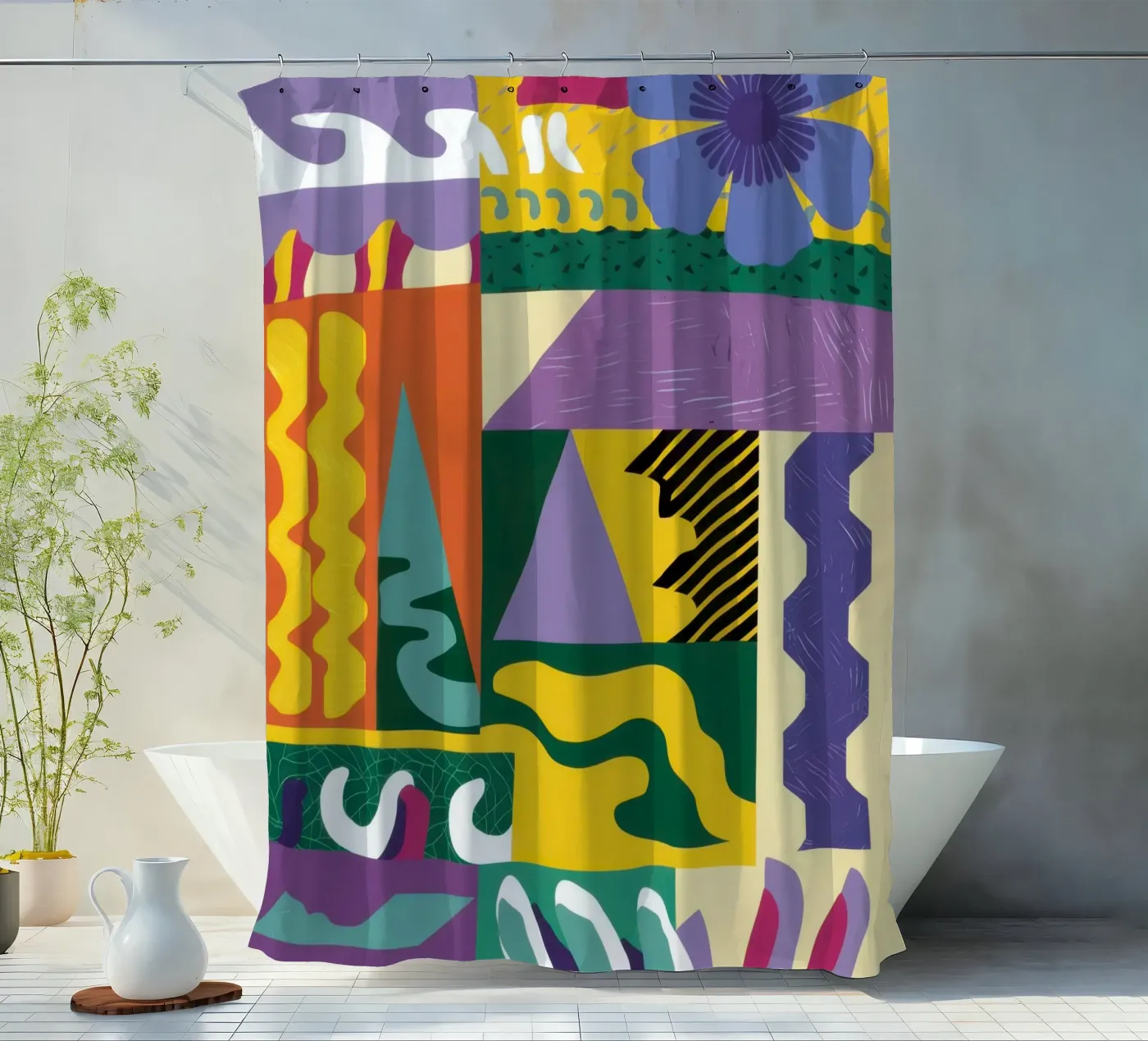 Patchwork Pattern Play rideau de douche de Monuments Fire