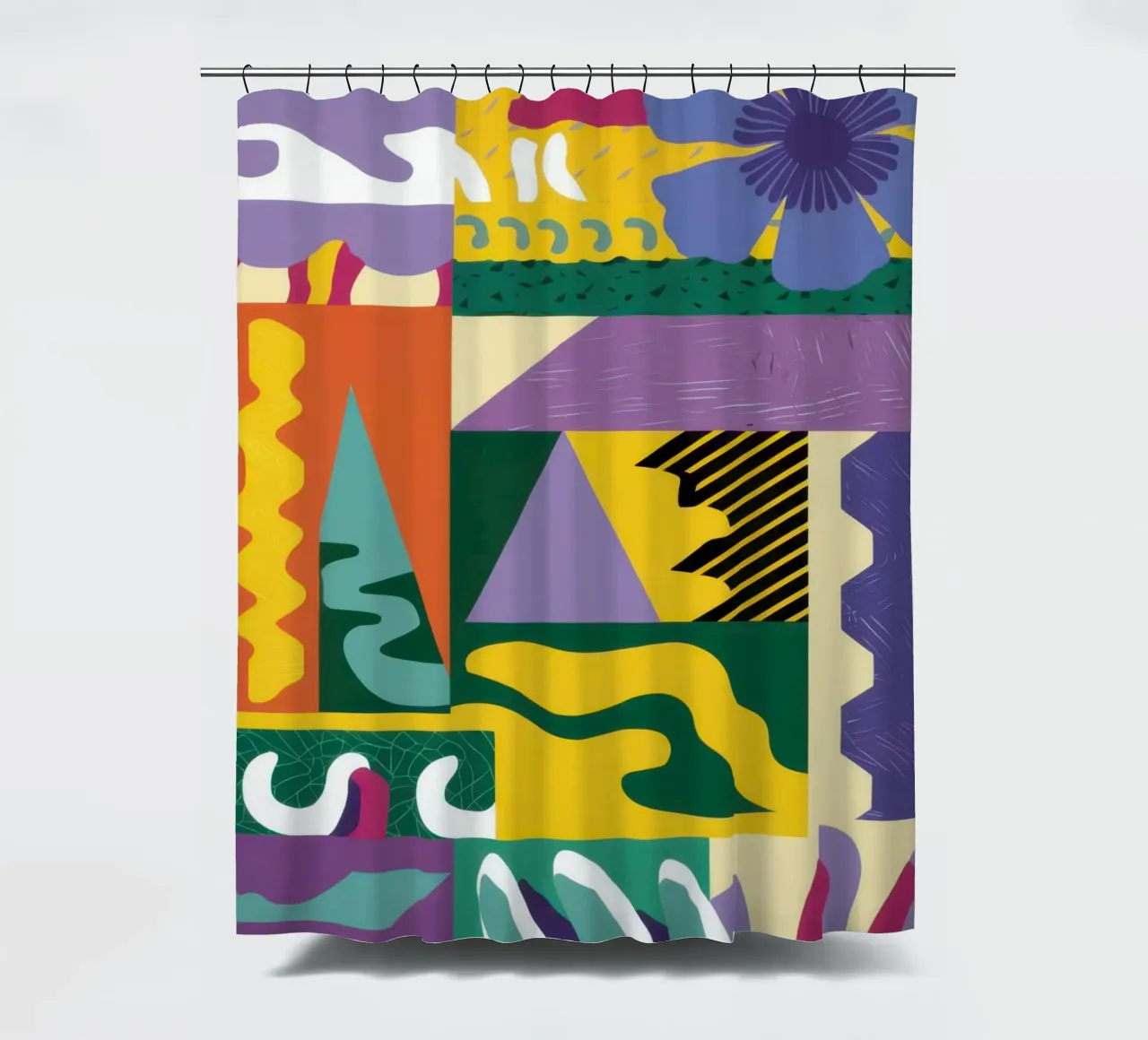 Patchwork Pattern Play shower curtain by Monuments Fire