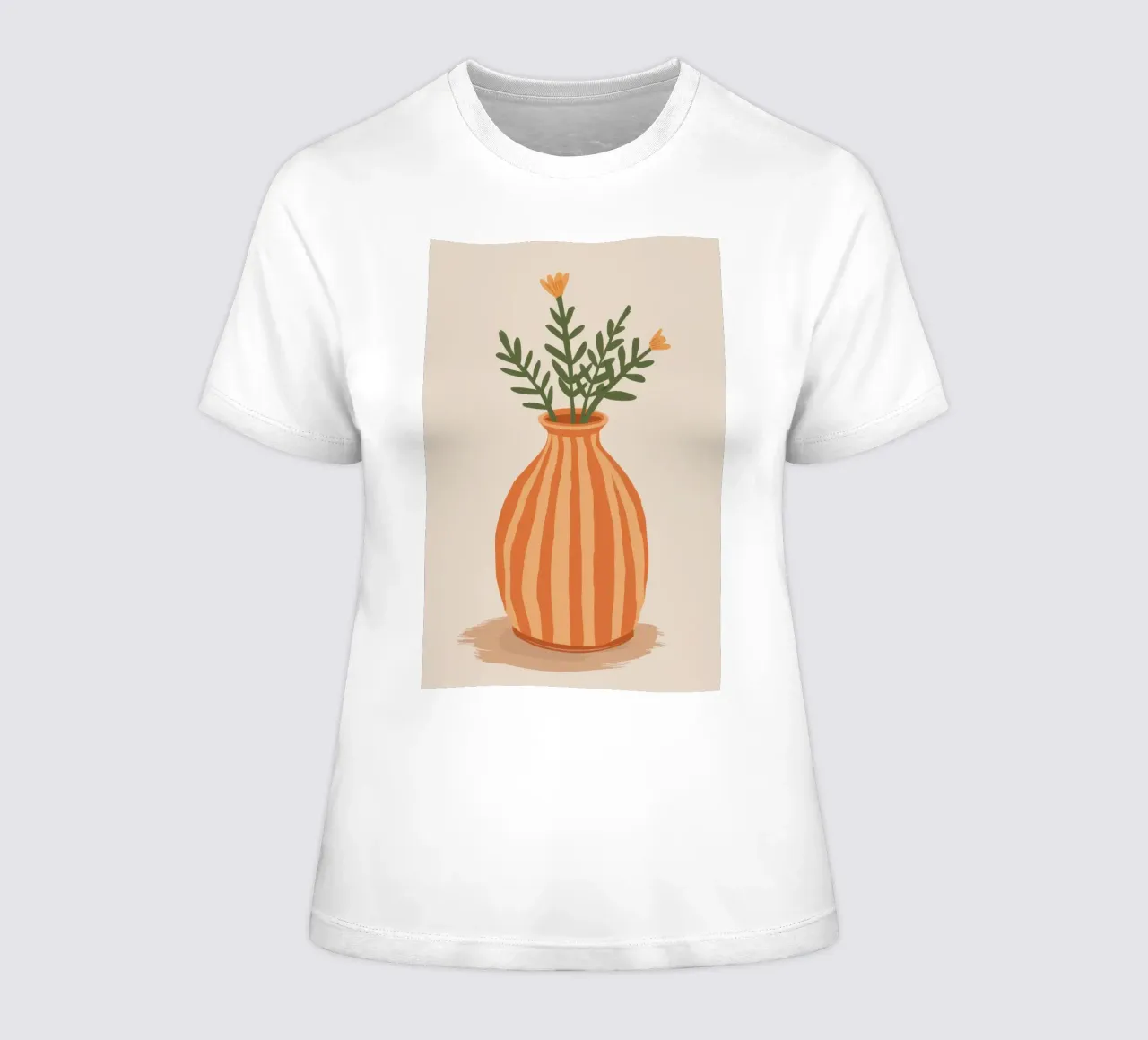 Terracotta Stripe Bouquet women's fitted t-shirt by Rain Balance