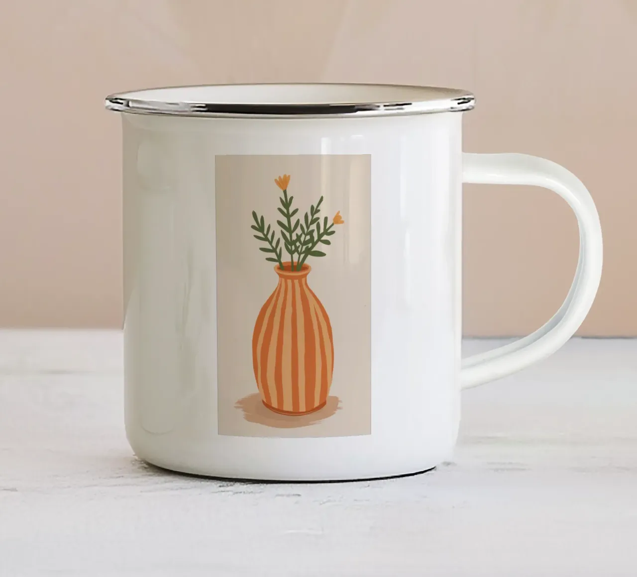 Terracotta Stripe Bouquet tazza in smalto da Rain Balance