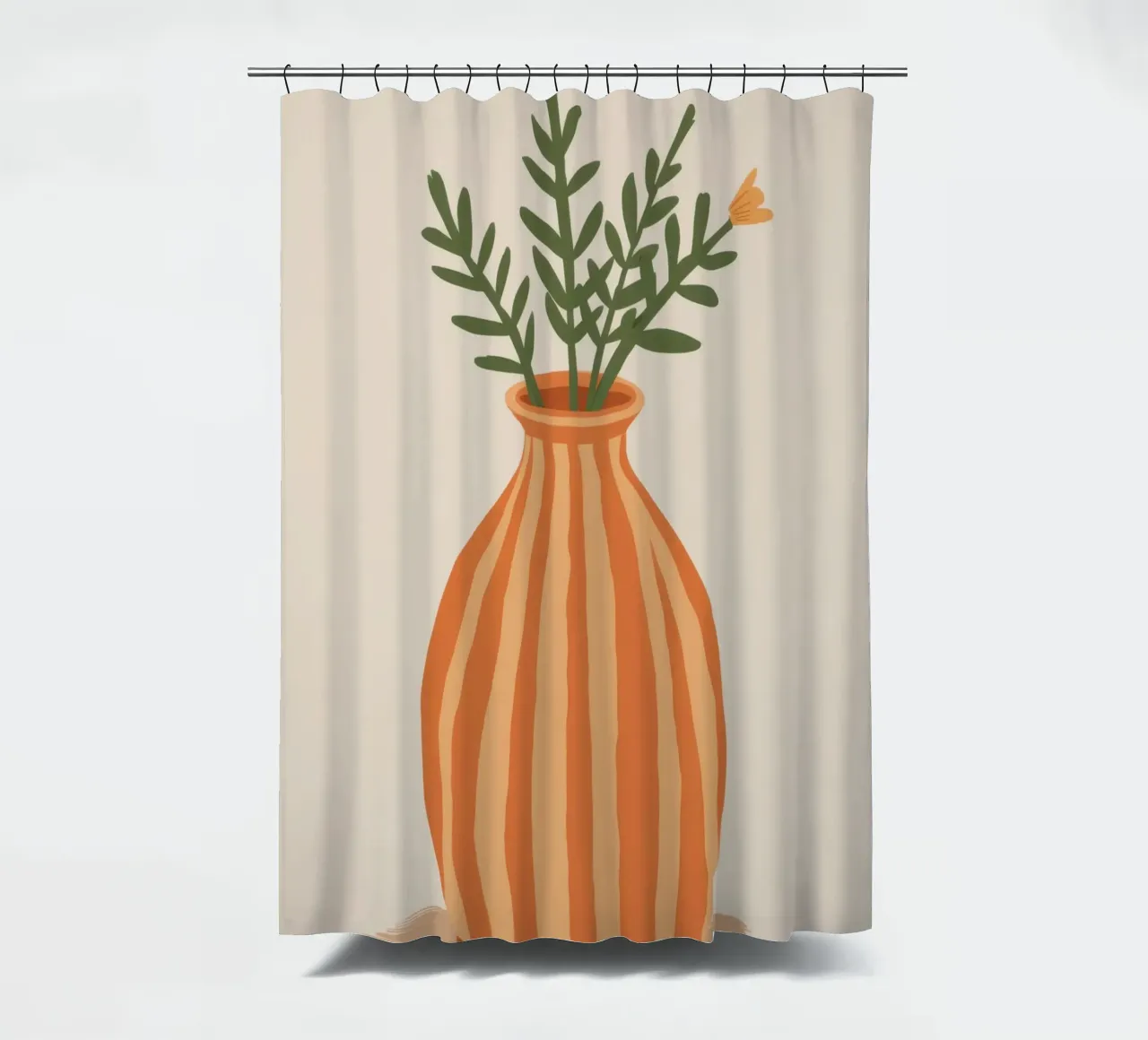 Terracotta Stripe Bouquet shower curtain by Rain Balance