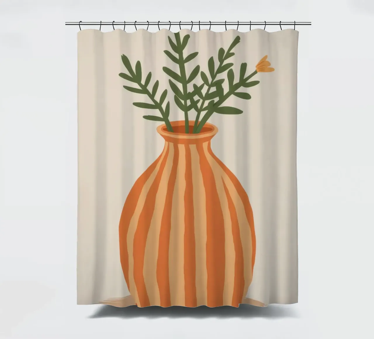 Terracotta Stripe Bouquet shower curtain by Rain Balance