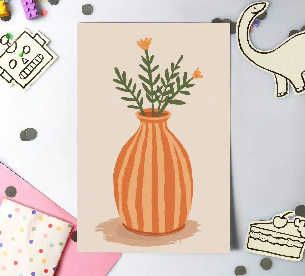 Terracotta Stripe Bouquet sticker sheet by Rain Balance