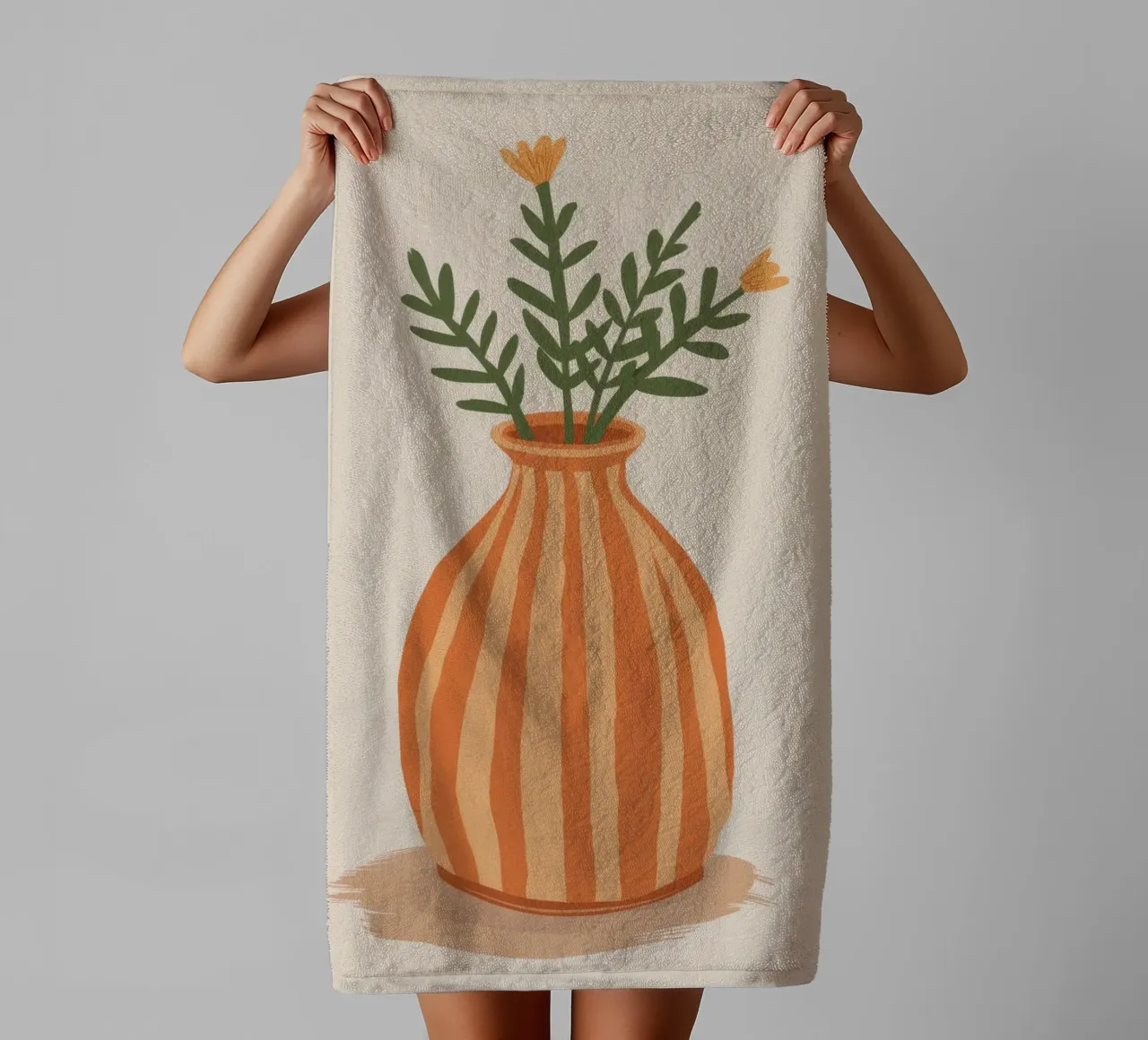 Terracotta Stripe Bouquet towel by Rain Balance