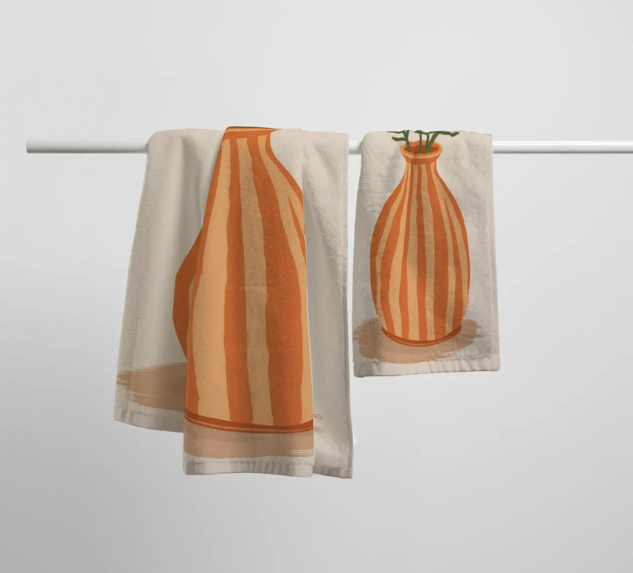 Terracotta Stripe Bouquet towel by Rain Balance