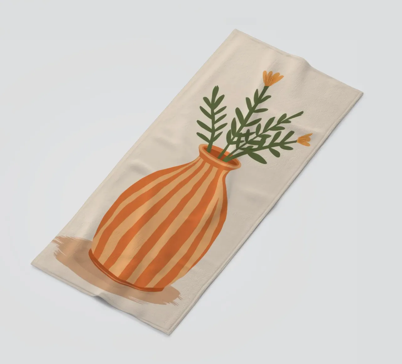 Terracotta Stripe Bouquet beach towel by Rain Balance