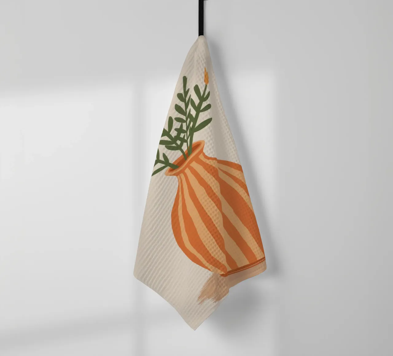 Terracotta Stripe Bouquet tea towel by Rain Balance