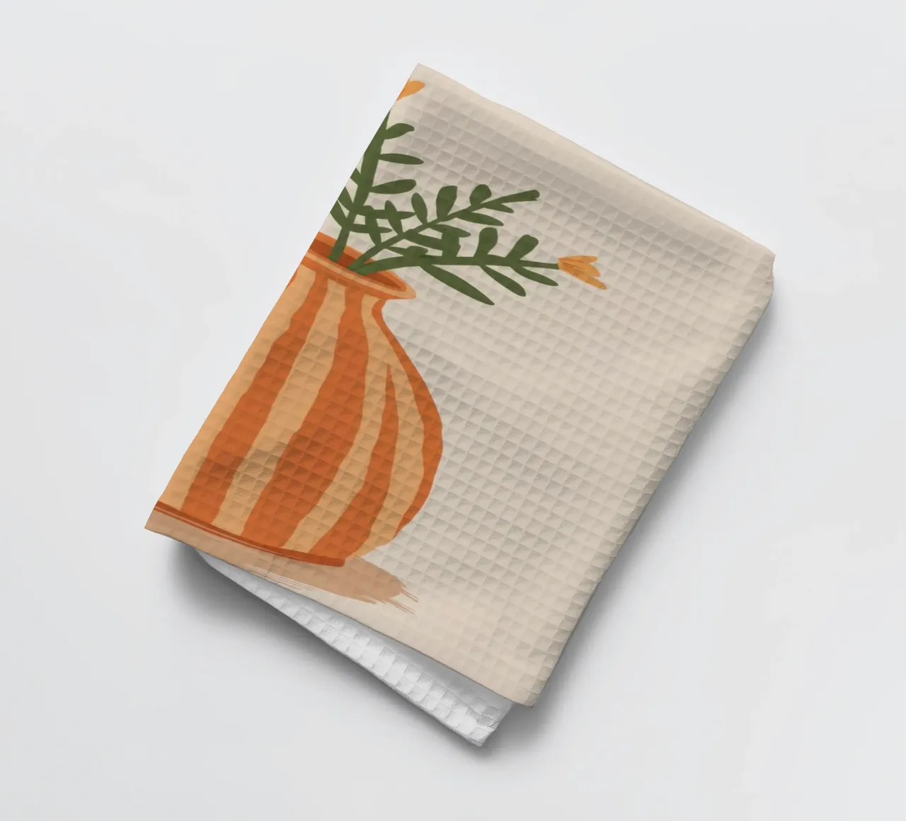 Terracotta Stripe Bouquet tea towel by Rain Balance