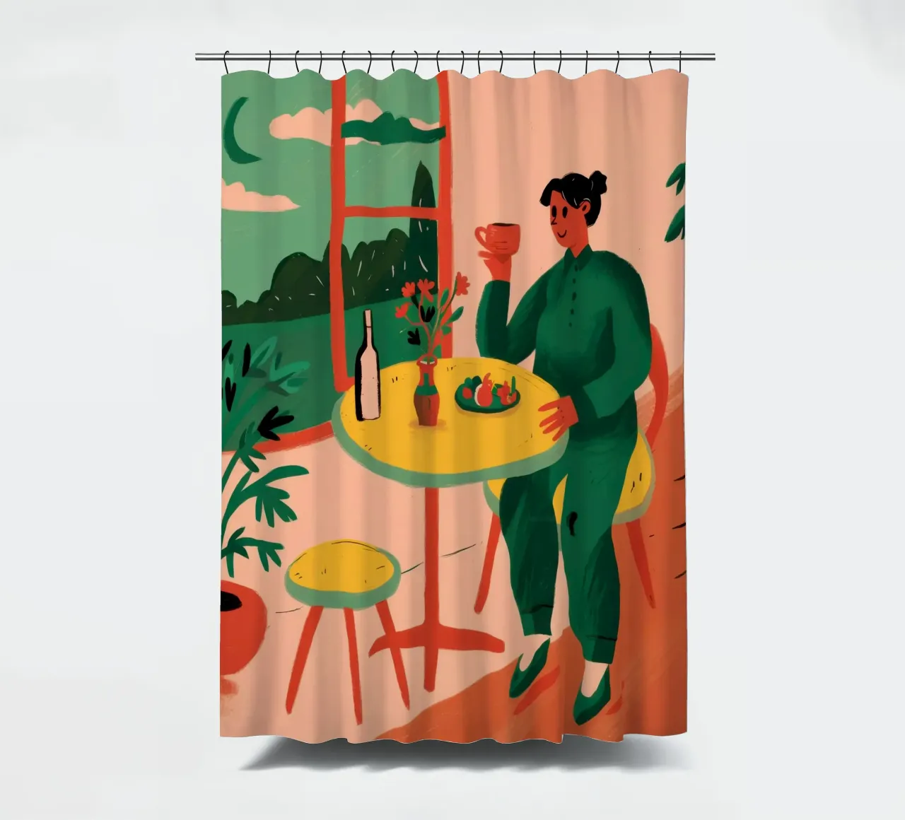Terrace Wine Solitude shower curtain by Reds Jays