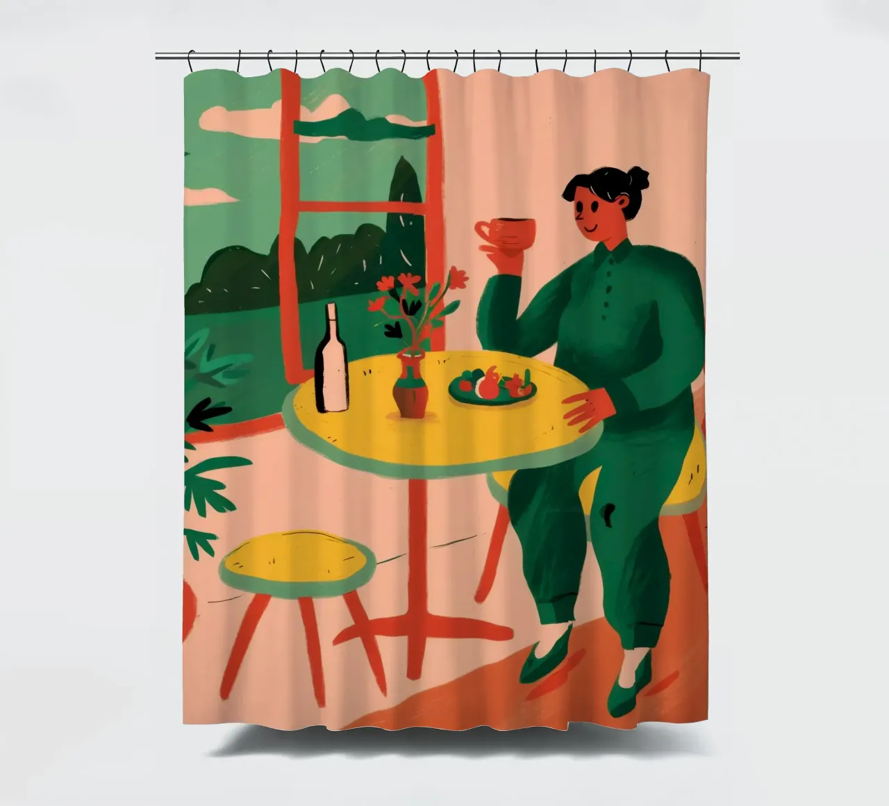 Terrace Wine Solitude shower curtain by Reds Jays