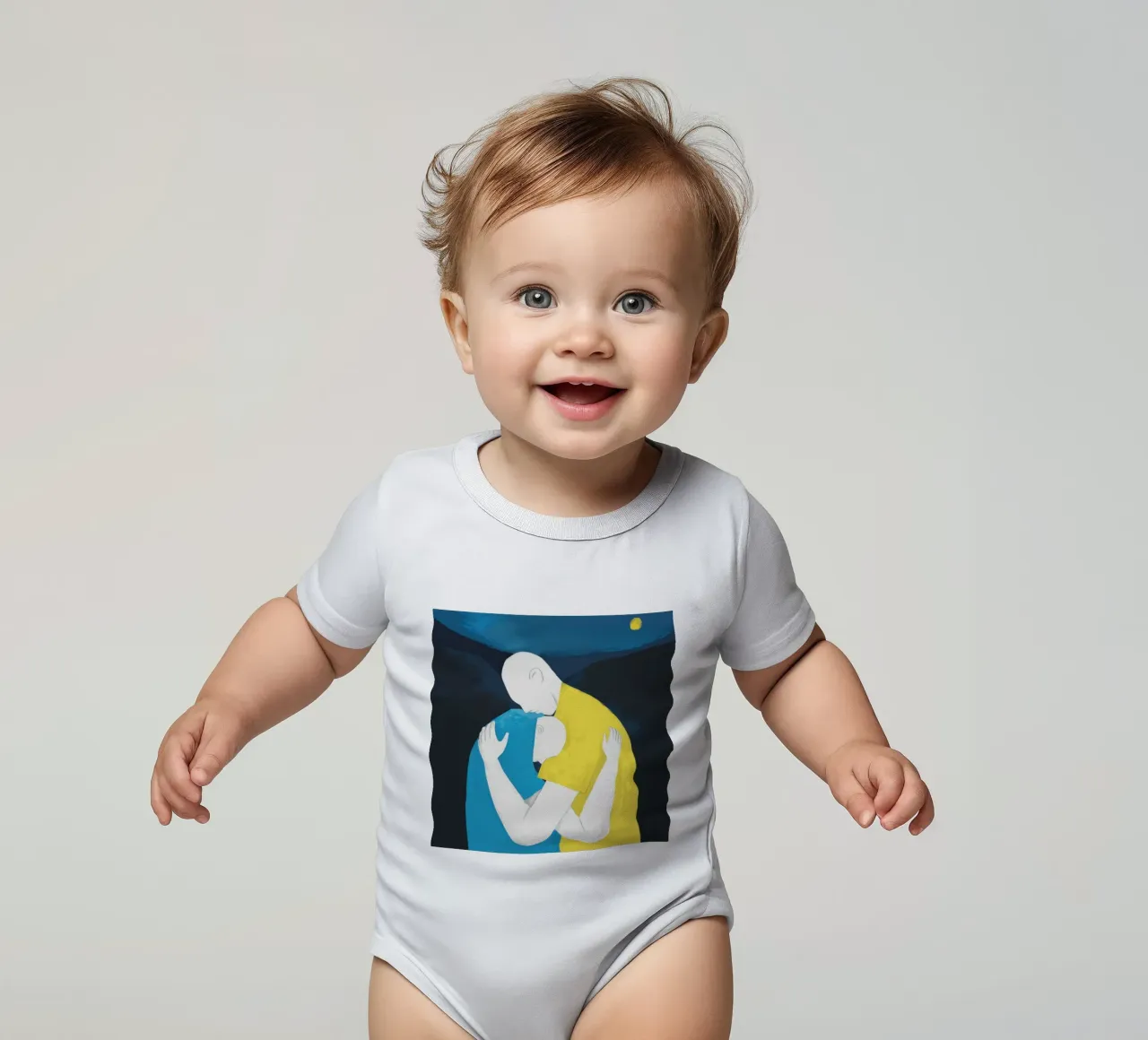Celestial Comfort Hug short-sleeve baby romper by Giant Foxs