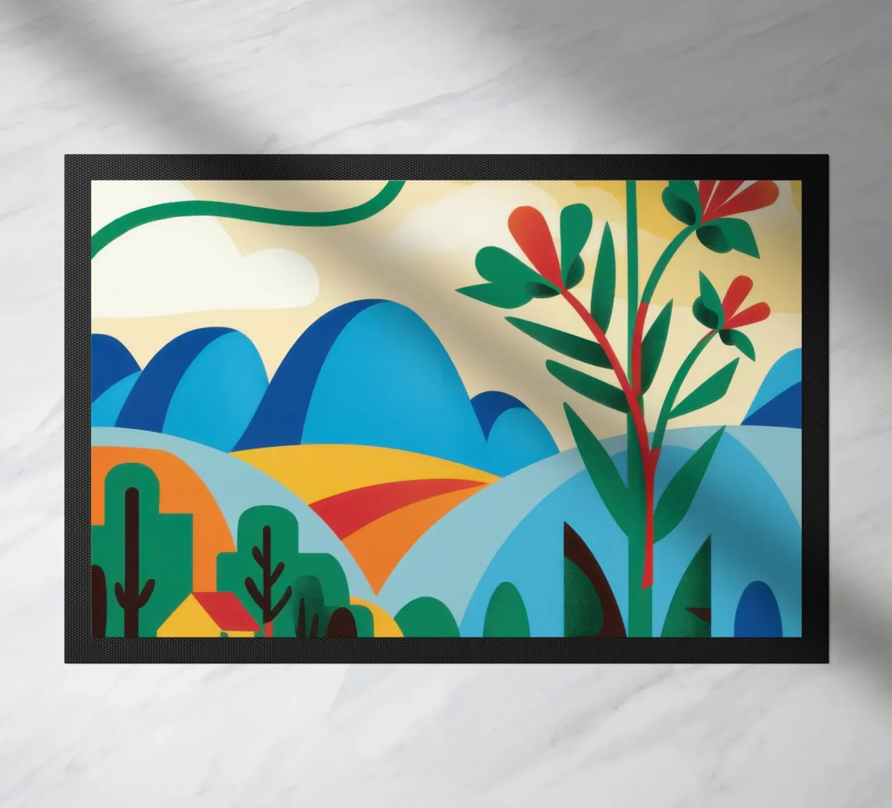 Folklore Blumenhügel Fußmatte von Reds Jays