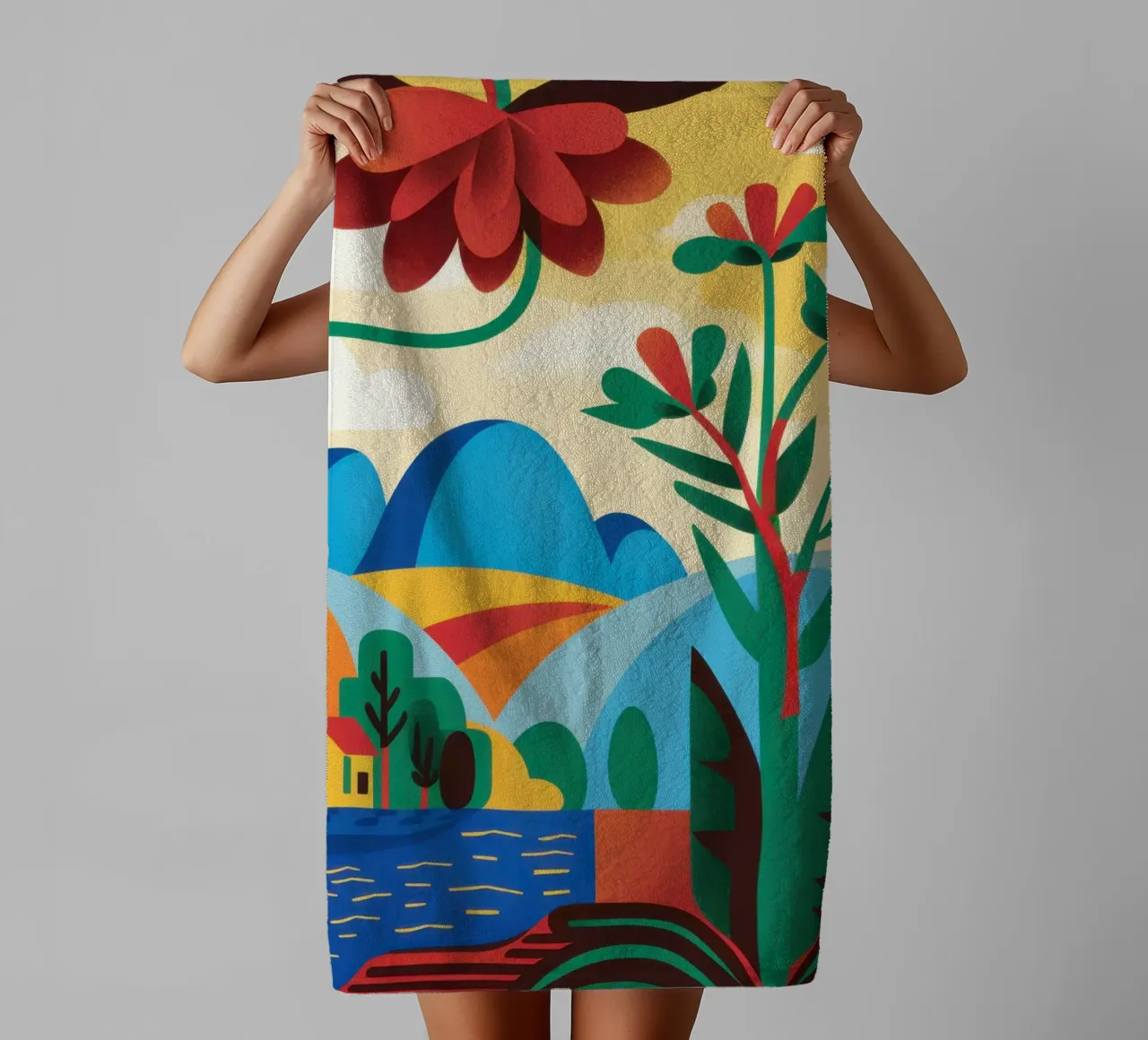 Folklore Blumenhügel Handtuch von Reds Jays