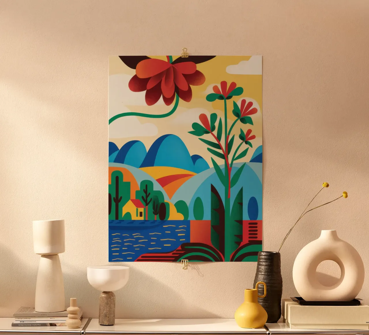 Folklore Flower Hill Poster von Reds Jays