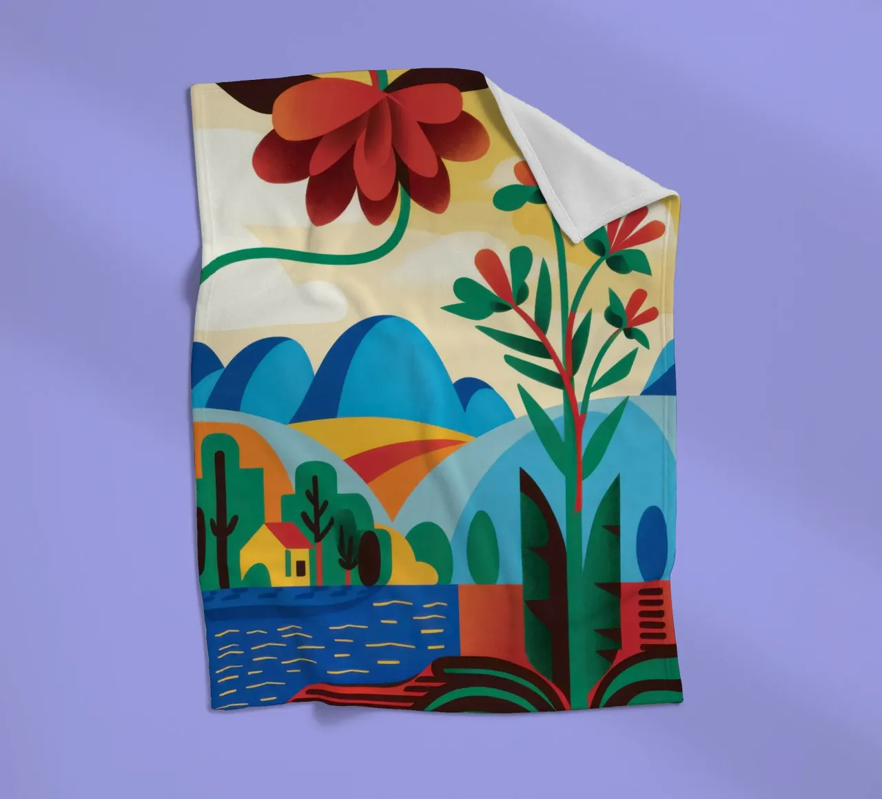 Folklore Blumenhügel Fleecedecke von Reds Jays