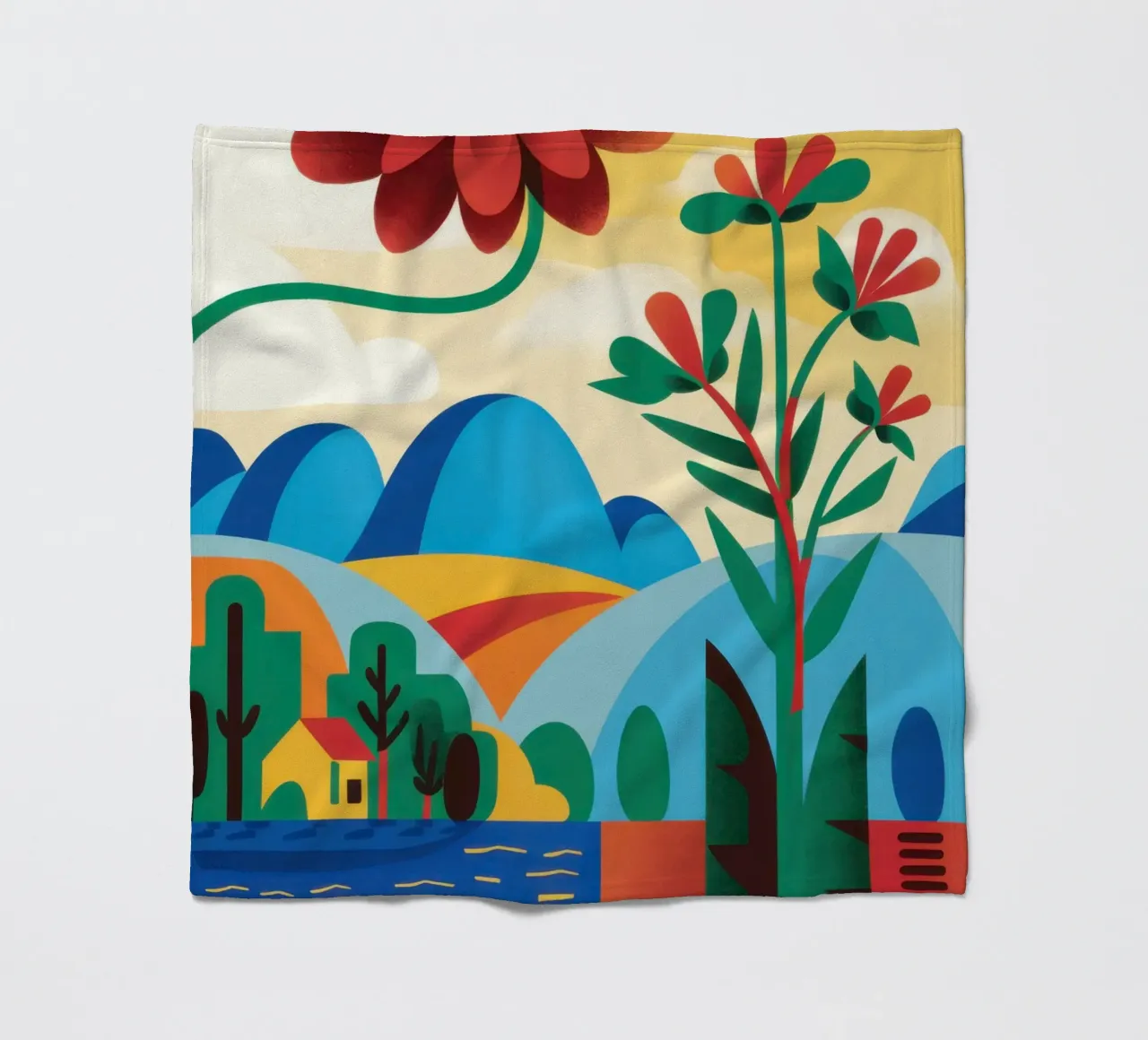 Folklore Blumenhügel Fleecedecke von Reds Jays