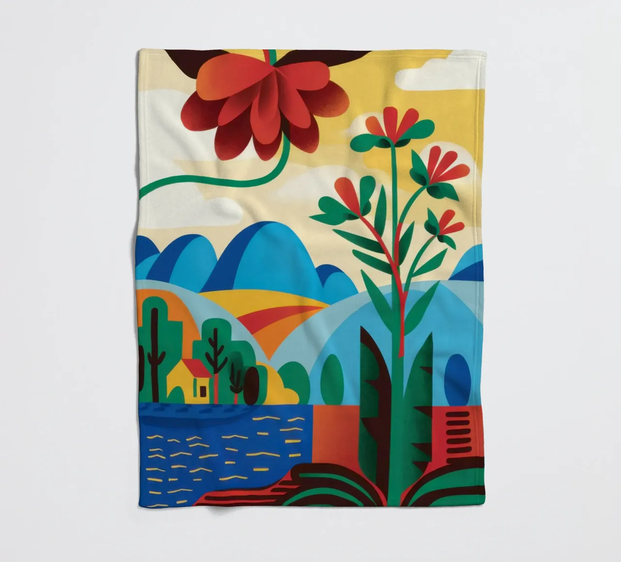 Folklore Blumenhügel Fleecedecke von Reds Jays